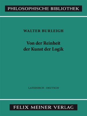 cover image of Von der Reinheit der Kunst der Logik